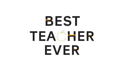 Fototapeta premium A graphic design that reads 'Best Teacher Ever' with a creative apple and pencil illustration