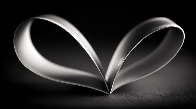 Elegant paper heart shape formed by folded sheets, symbolizing love and connection in subtle monochrome.