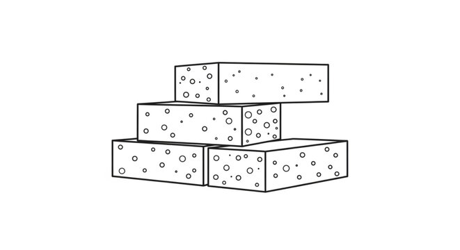 Minimalist Line Art Stack of Aerated Concrete Blocks
