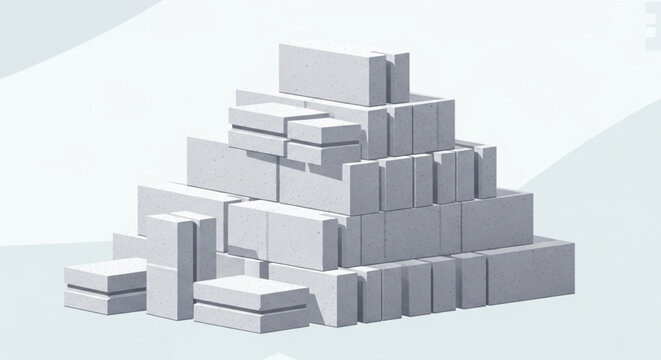 Stack of Aerated Concrete Building Blocks