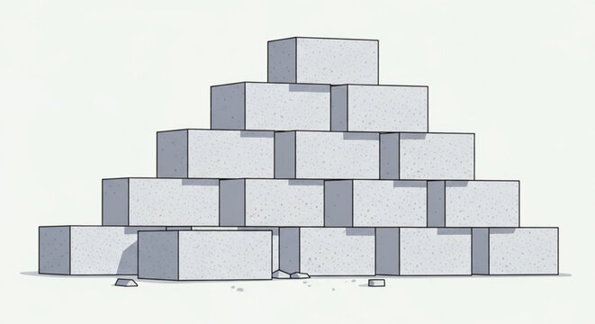 Pyramid Stack of Aerated Concrete Building Blocks