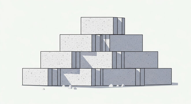 Pyramid Stack of Aerated Concrete Building Blocks