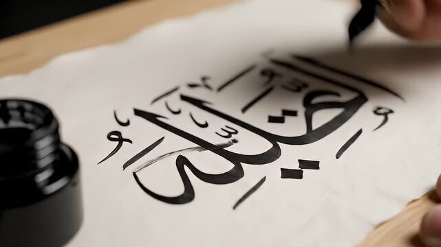 Hand writing with calligraphy pen.