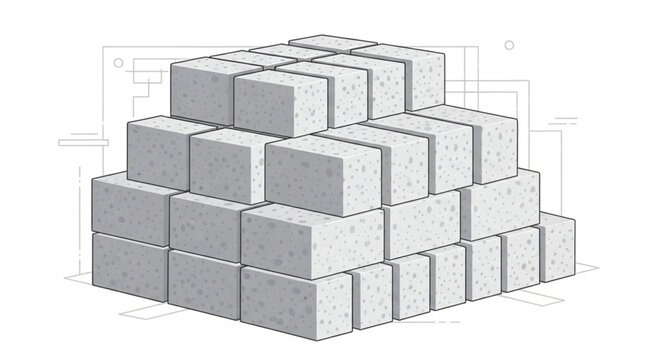 Stack of Aerated Concrete Building Blocks