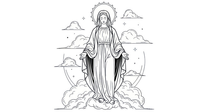 Virgin Mary Religious Icon Figure.