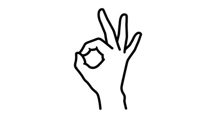 Obraz premium Hand gesture OK sign, clean outline drawing, perfect choice illustration