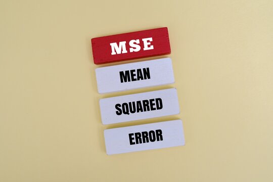 Colorful blocks with text MSE - MEAN SQUARED ERROR. A concept for data science, statistics, mathematical accuracy and machine learning model evaluation