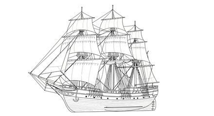 Sailing Ship Illustration © Margo