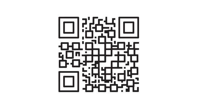 QR code, black, vector, barcode, scannable, code, symbol, icon
