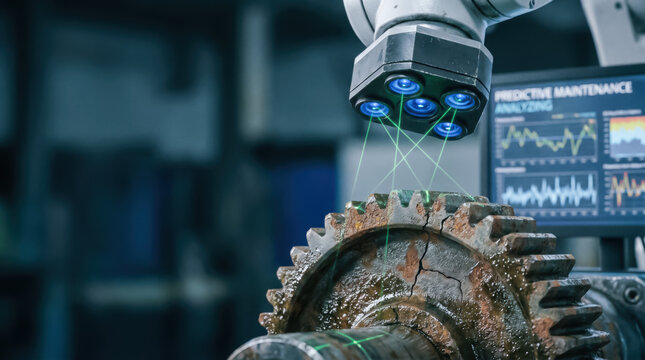 Predictive maintenance ai prediction machine learning insight industrial gear rust crack sensor laser scan factory using machine learning and ai for prediction and insight supporting predictive