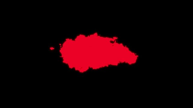 Red ink explosion transition, irregular splash shapes expanding to full frame, white background grunge texture, fluid streams and stains, artistic watercolor bloom effect, motion graphics overlay 4K