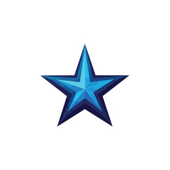 Fototapeta premium Shiny blue 3D star icon with metallic texture, concept of success, high rating, achievement, and premium quality.