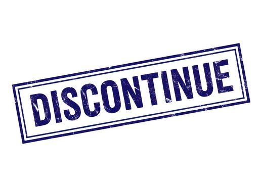 Black and white stencil of the word discontinued on a plain background isolated on transparent background