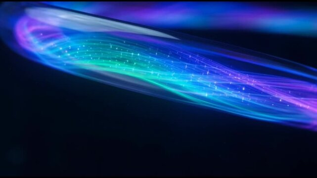 Illuminating Lines: A captivating display of abstract lines, dancing with ethereal hues of blue, turquoise, and purple, creates a sense of movement and energy.