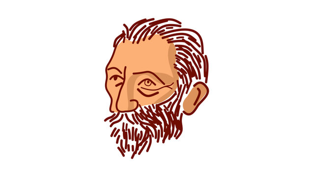 Van Gogh portrait, flat vector illustration