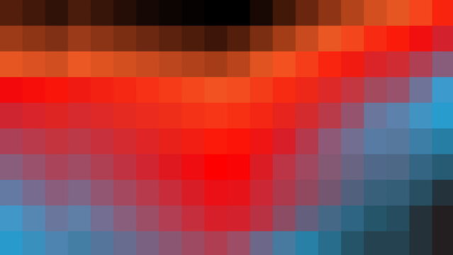 Abstract pixel art background with vibrant red and blue mosaic pattern, geometric digital texture, colorful square grid composition for tech design