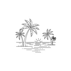 Obraz premium Three palm trees on the beach.