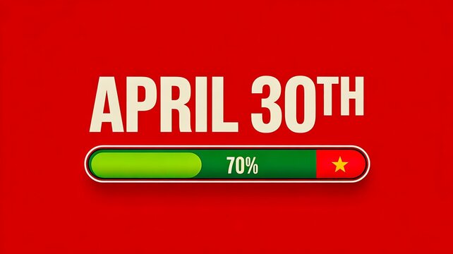April 30th progress bar with percentage representing deadline countdown and time tracking concept 