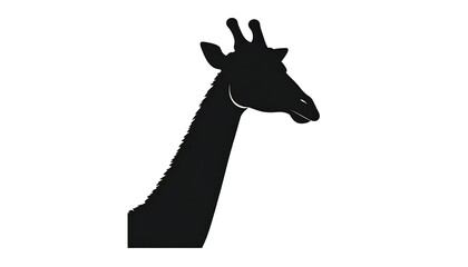 Fototapeta premium Silhouette of a giraffes head and neck against a white background.