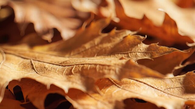 Closeup Macro Shot of Dry Autumn Oak Leaves Texture.