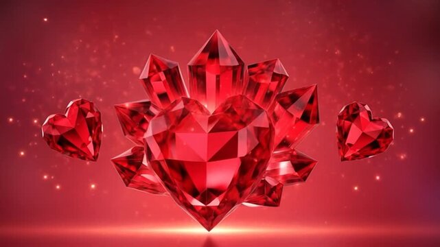 Vibrant Red Gemstones Cluster with Sparkling Light Effects