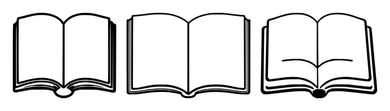 Large language model book icon set with solid black icon symbol on white background featuring book, AI, technology with knowledge and digital