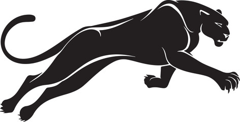 Aggressive Jumping Panther Silhouette Vector Logo Isolated on White Background © Rohan