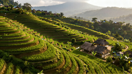 Fototapeta premium Indonesian Rice Terrace Landscape