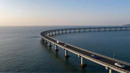 Fototapeta premium Aerial Bridge Over Calm Water