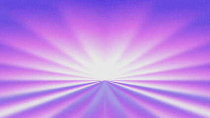 Fototapeta premium Vibrant purple and pink grainy radial gradient abstract background with dynamic sunburst rays, retro noise texture, and glowing center.