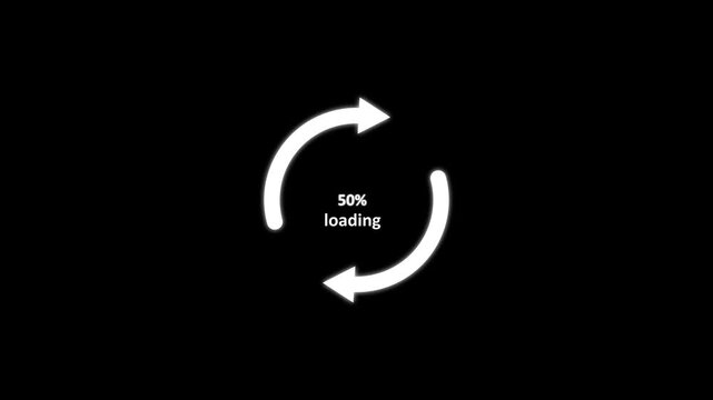 Abstract Circle loading processing bar icon animation on background concept with alpha channel . Processing from 0 to 100 transfer on black background.