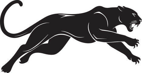 Aggressive Jumping Panther Silhouette Vector Logo Isolated on White Background © Rohan
