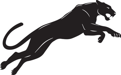 Aggressive Jumping Panther Silhouette Vector Logo Isolated on White Background © Rohan