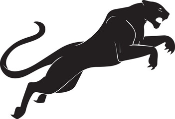 Aggressive Jumping Panther Silhouette Vector Logo Isolated on White Background © Rohan