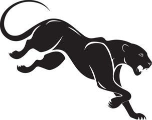 Aggressive Jumping Panther Silhouette Vector Logo Isolated on White Background © Rohan