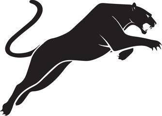 Aggressive Jumping Panther Silhouette Vector Logo Isolated on White Background © Rohan