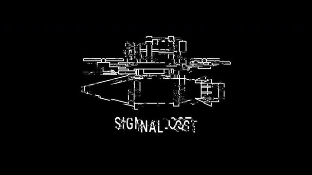 Drone Glitch Signal Lost Alert Kamikaze Attack Bomber War. Line art Glitch Blink Seamless Animation.