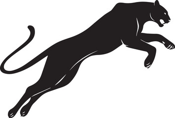 Aggressive Jumping Panther Silhouette Vector Logo Isolated on White Background © Rohan