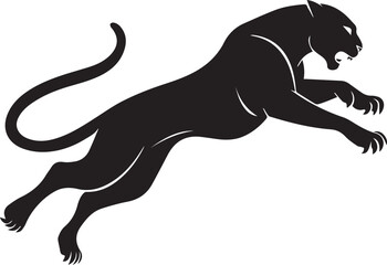 Aggressive Jumping Panther Silhouette Vector Logo Isolated on White Background © Rohan