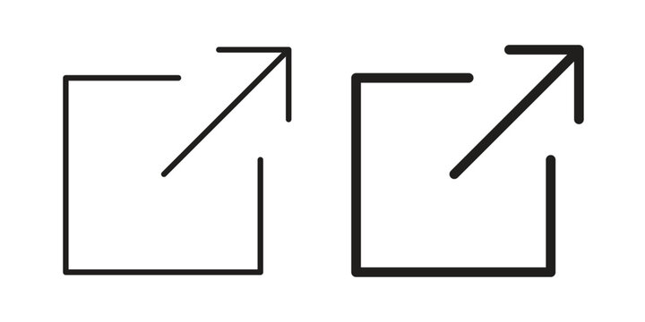 External link icon set, collection of icon in editable strokes and flat versions