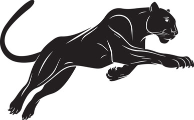 Aggressive Jumping Panther Silhouette Vector Logo Isolated on White Background © Rohan