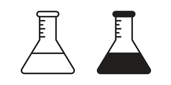 Flask icon set, collection of icon in editable strokes and flat versions