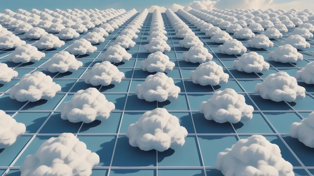 Fluffy clouds as 3D checkerboard &ndash; Perfect for surreal backgrounds, precision, or conceptual design.