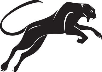 Aggressive Jumping Panther Silhouette Vector Logo Isolated on White Background © Rohan