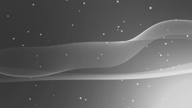 Abstract background with flowing wave lines and scattered bokeh dots animation
