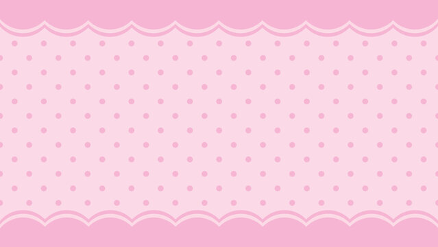 Pink polka dot scalloped pattern desktop wallpaper vector