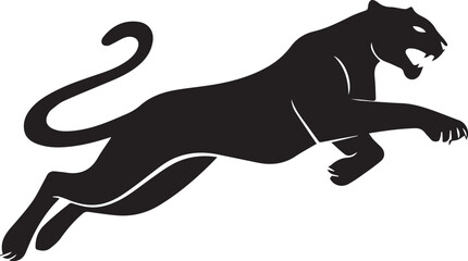 Aggressive Jumping Panther Silhouette Vector Logo Isolated on White Background © Rohan