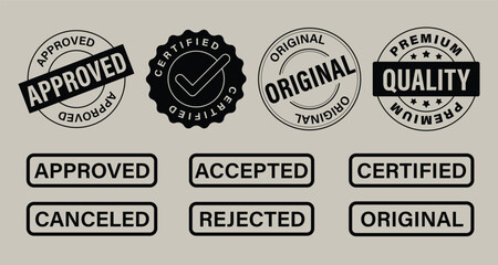 Fototapeta premium Vintage style approval badges vector element set