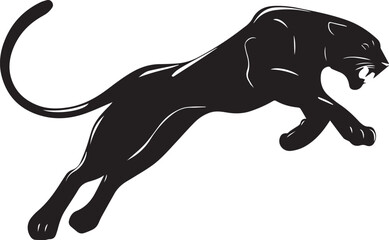 Aggressive Jumping Panther Silhouette Vector Logo Isolated on White Background © Rohan