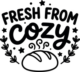 Obraz premium Fresh from cozy bread loaf with steam and stars line art